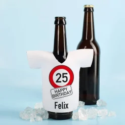 Neopren Flaschenkühler zum Geburtstag mit Verkehrszeichen