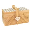 Nähkästchen personalisierbar mit Name | Nähkasten aus Holz mit 5 Fächern & Nadelkissen