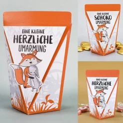 niedliche Geschenktüte für eine kleine Umarmung - mit Bonbons, Schokolade oder ohne Füllung