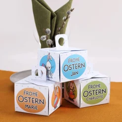 6 niedliche Osterfaltschachteln mit Ihren Wunschnamen