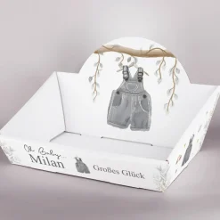 Niedlicher Geschenkkorb zur Geburt für Mädchen und Jungen - auch mit Füllung erhältlich
