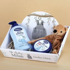 Niedlicher Geschenkkorb zur Geburt für Mädchen und Jungen - auch mit Füllung erhältlich
