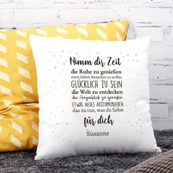 Nimm dir Zeit - Kissen mit Wunschtext zur Rente