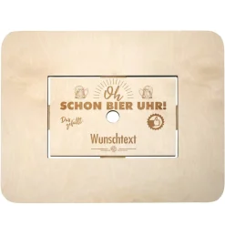 Oh, schon Bier Uhr! Bierkasten - Stehtisch mit Wunschtext graviert