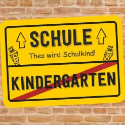 Ortsschild zur Einschulung mit Ihrem Wunschtext - 70 x 50 cm