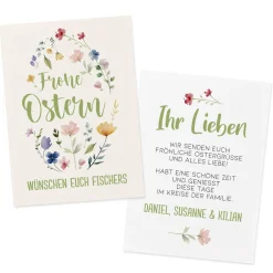 Osterkarte mit Blumen-Motiv und Wunschtext