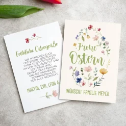 Osterkarte mit Blumen-Motiv und Wunschtext