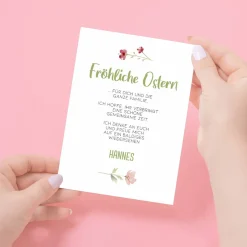 Osterkarte mit Blumen-Motiv und Wunschtext