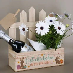 Osterkörbchen - Geschenkkorb aus Holz mit Ihrem Wunschtext in 3 Varianten