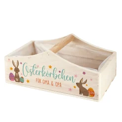 Osterkörbchen - Geschenkkorb aus Holz mit Ihrem Wunschtext in 3 Varianten