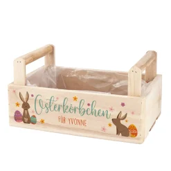 Osterkörbchen - Geschenkkorb aus Holz mit Ihrem Wunschtext in 3 Varianten