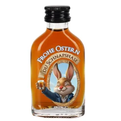 Osterschnaps 'Du Schnapshase' | Mini Likörflasche mit Hasenmotiv | Fruchtlikör oder Kräuterlikör