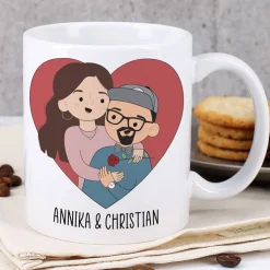 Paar-Tasse mit personalisierbaren Figuren und wählbarem Spruch