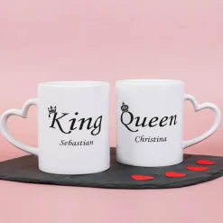 Paartassen - King & Queen - mit Ihren Namen