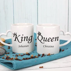 Paartassen - King & Queen - mit Ihren Namen