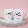Paartassen Mr und Mrs mit herzförmigem Henkel