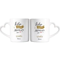 Paartassen zur Hochzeit mit Namen und Datum - Valentinstagsgeschenk