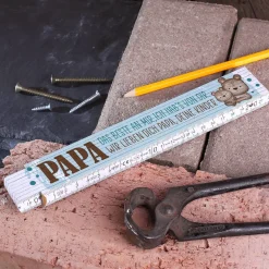 Papa, das Beste an mir, ich hab's von Dir - Zollstock mit Ihrem Wunschtext zum Vatertag