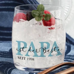 Papa seit - Whiskeyglas oder Wasserglas mit Ihrem Wunschtext