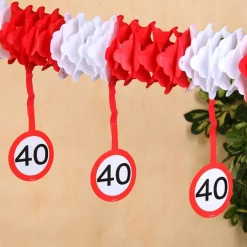 Papiergirlande Verkehrsschild 40
