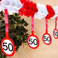 Papiergirlande Verkehrsschild zum 50. Geburtstag