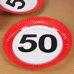 8 Pappteller - Achtung 50