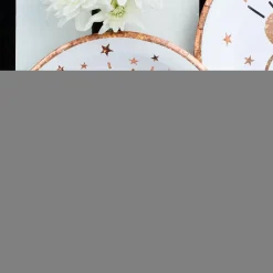 10 Pappteller mit roséfarbenen Glitzereffekten