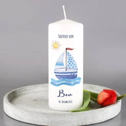 Patenkerze Segelschiff Blau