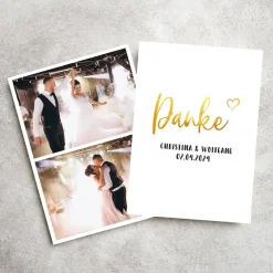 Persönliche Dankeskarte zur Hochzeit mit Fotos