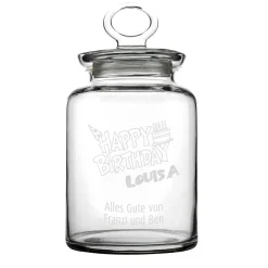 Persönliche Glasdose zum Geburtstag mit Namen