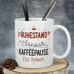 Persönliche Kaffeetasse zum Ruhestand