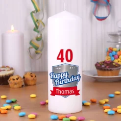 Persönliche Kerze zum Geburtstag mit Name und Alter