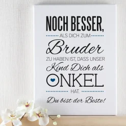 Persönliche Leinwand 30 x 40 cm für den Onkel mit tollem Spruch und Ihrer Widmung