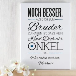 Persönliche Leinwand 30 x 40 cm für den Onkel mit tollem Spruch und Ihrer Widmung
