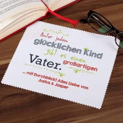 Persönliches Brillenputztuch zum Vatertag mit liebevollem Text