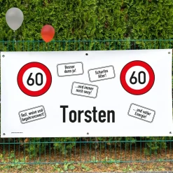 Persönliches Geburtstags-Banner - Achtung 60