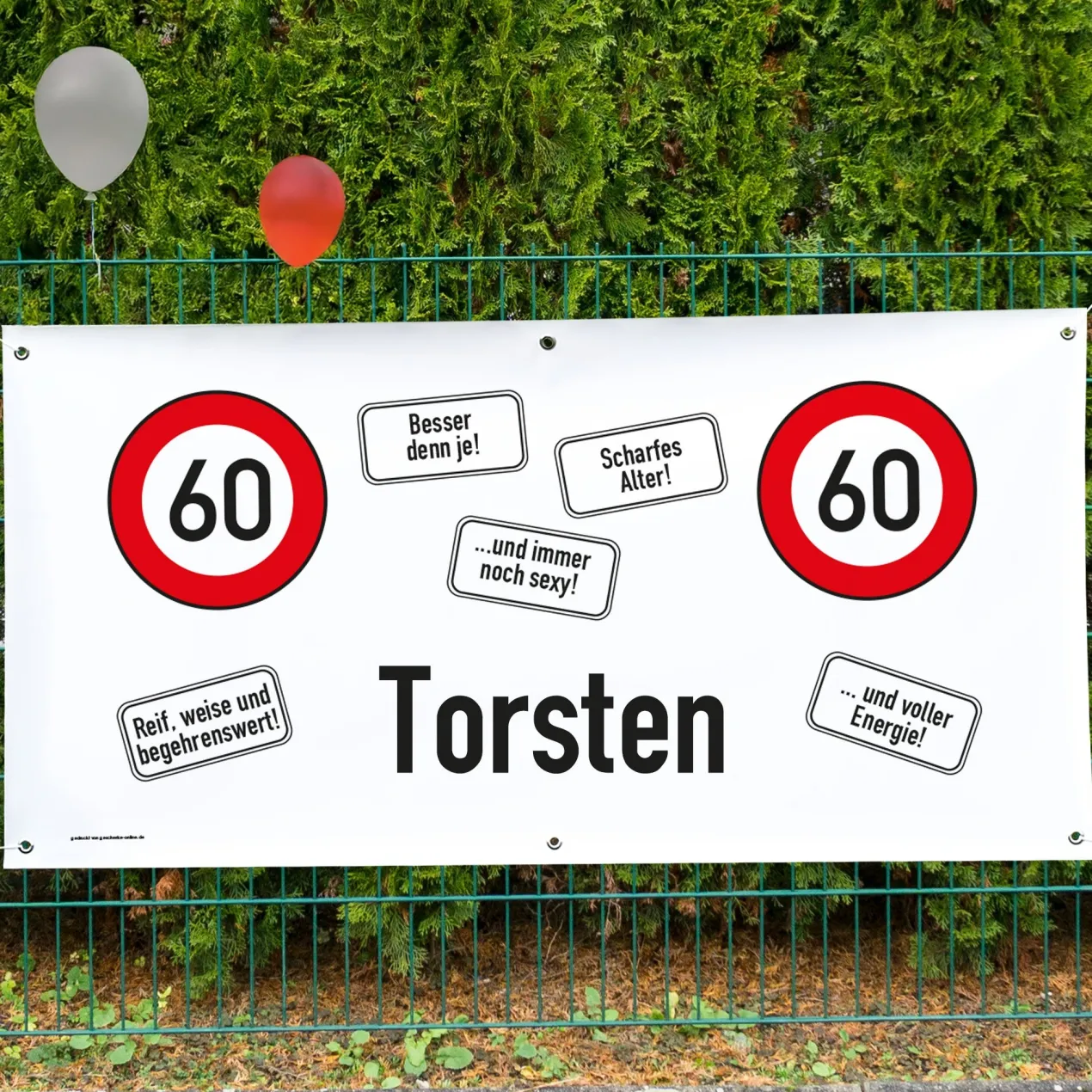 Persönliches Geburtstags-Banner - Achtung 60