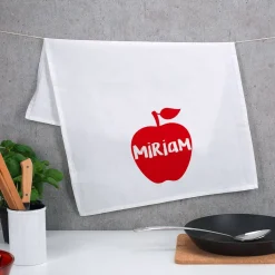 Persönliches Geschirrtuch mit rotem Apfel