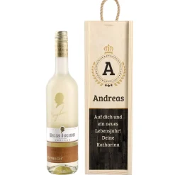 Persönliches Wein-Geschenkset mit bedruckter Holzbox