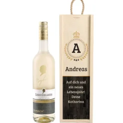 Persönliches Wein-Geschenkset mit bedruckter Holzbox