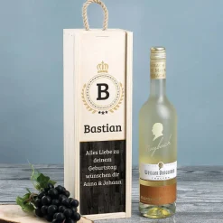 Persönliches Wein-Geschenkset mit bedruckter Holzbox