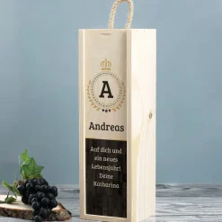 Persönliches Wein-Geschenkset mit bedruckter Holzbox