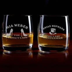 persönliches Whiskey Gläserset für Sie und Ihn mit Gravur Ihrer Wunschnamen