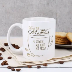 Persönliche Tasse - Kaffee schwarz, mit Milch oder Zucker