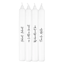 Personalisierbare Adventskerzen im 4er-Set mit Wunschtext - Elegante Stabkerzen für Weihnachten
