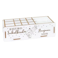 Personalisierbare clipfritz Stiftebox aus Holz für Kinder | Organizer als Geschenk zur Einschulung