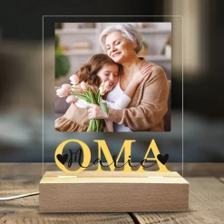 Personalisierbare LED-Lampe für Oma mit eigenem Foto | Motiv OMA