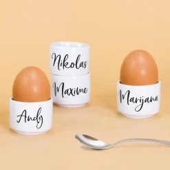 Personalisierbarer Eierbecher mit Namen bedruckt | Keramik | Weiß