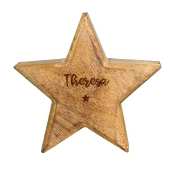 Personalisierbarer Stern aus Holz mit Gravur als Geschenk | Holzstern Dekoration