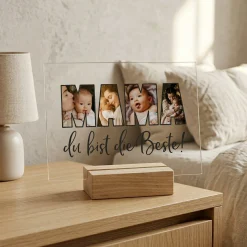 Personalisierbares Acrylglas als Geschenk für die beste Mama | Acrylbild mit 3 Fotos